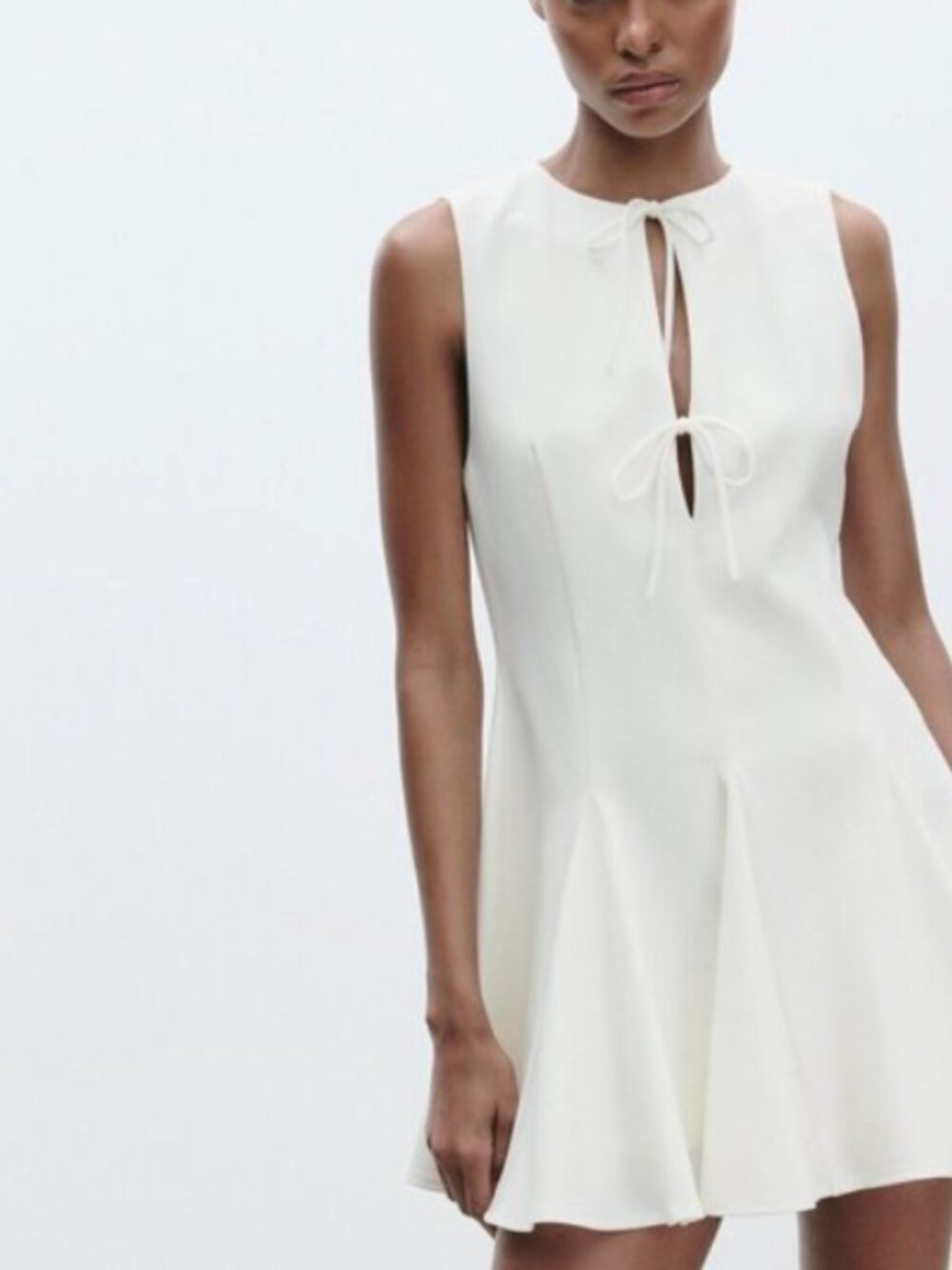 NWT ZARA GODET BOW SHORT DRESS